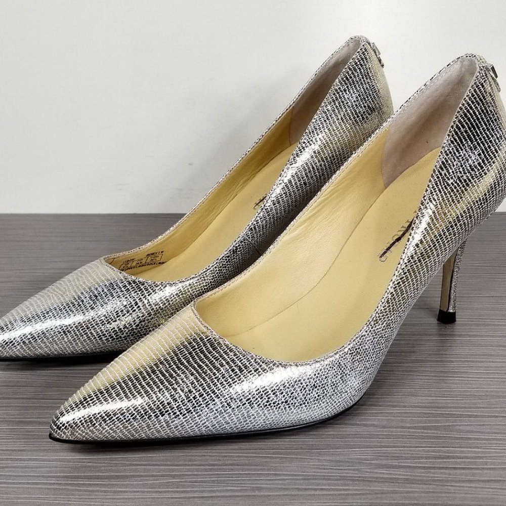Ivanka Trump 'Boni' Pointy Toe Pump, Metallic Silver, Womens Size 5.5